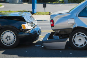 Auto Accident. One Car Rear Ending Another Car. Auto Insurance. Uninsured Drivers