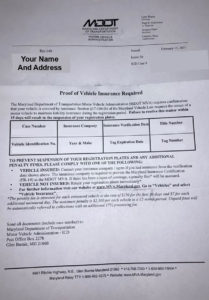 Maryland FR19 Insurance Verification Request Form
