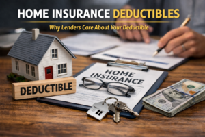 Home insurance deductibles explained with model house, insurance documents, and paperwork, helping Maryland homeowners understand lender requirements – Huff Insurance