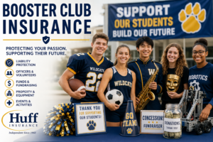 Students and parent volunteers from athletics, band, theater, and robotics programs participate in a school fundraiser, highlighting the importance of Booster Club Insurance from Huff Insurance for Maryland school support organizations.